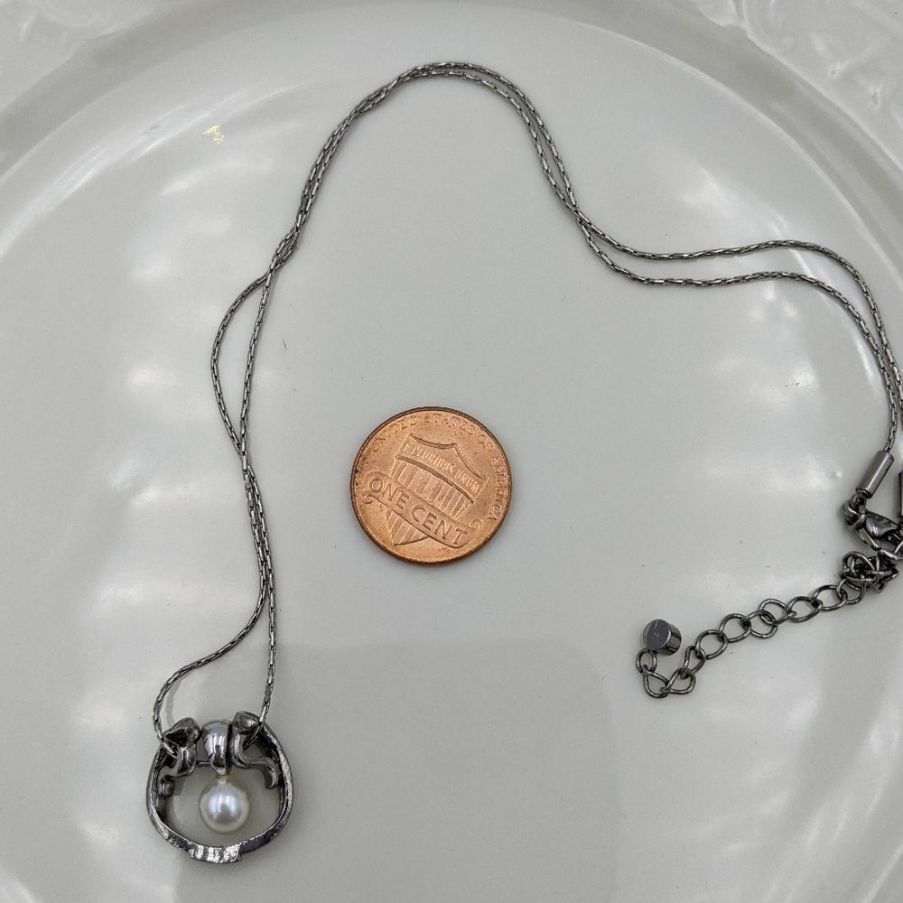 Butler Sterling Silver Faux Pearl Swing Necklace - Picture 9 of 9